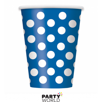 Royal Blue Polka Dot Paper Cups (6)