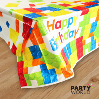 Lego Building Blocks Birthday Plastic Table Cover