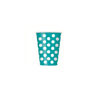 Caribbean Teal Polka Dot Paper Cups (6)