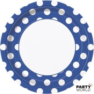 royal blue polka dot paper plates