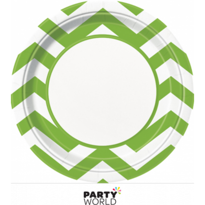 Chevron Paper Plates 9in - Lime Green (8)