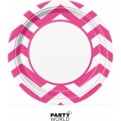 Chevron Paper Plates 9in - Hot Pink (8)