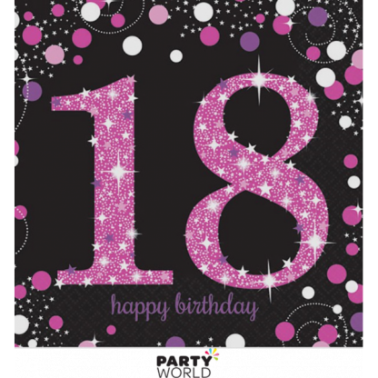 Pink Celebration Happy 18th Birthday Luncheon Napkins (16)