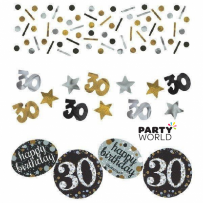 30th Birthday Sparkling Black Confetti