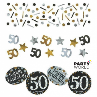 50th Birthday Sparkling Black Confetti