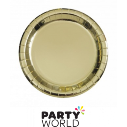 Gold Foil 7in Round Paper Plates (8)