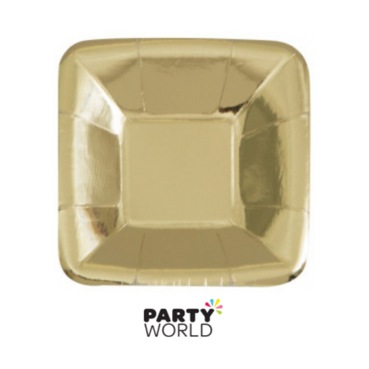 Gold Foil 5in Square Paper Appetizer Plates (8)