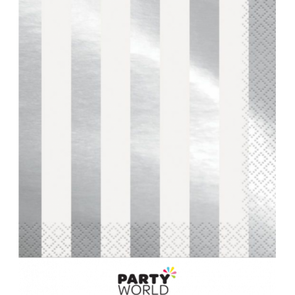 Silver Foil Stripes Luncheon Napkins (16)