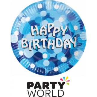 Blue Sparkle Birthday Paper Plates 9in (8)