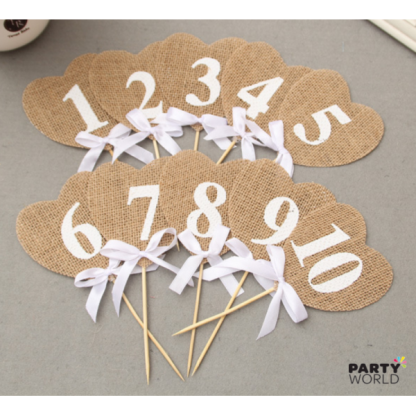 Hessian Heart Table Numbers