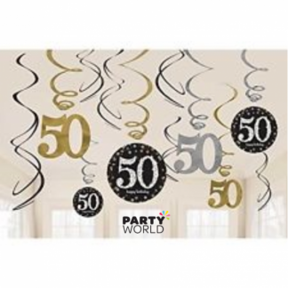 Gold Celebration 50th Birthday Swirl Decorations (12)