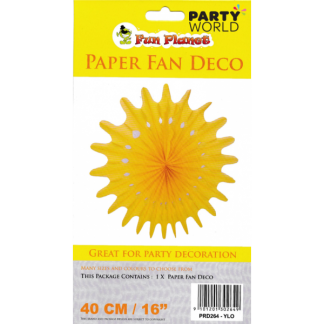 Yellow Paper Fan Decoration 40cm