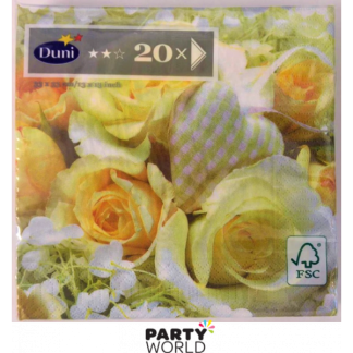 White Charm Roses Luncheon Napkins (20)