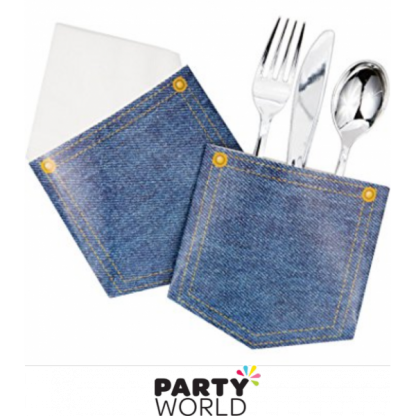 Denim Pocket Replica Cutlery/Napkin Holders (6)