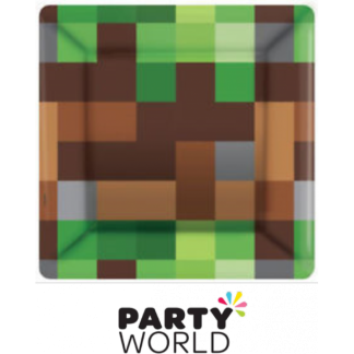 TNT Party Minecraft Style Pixel Paper Plates 7in (8)
