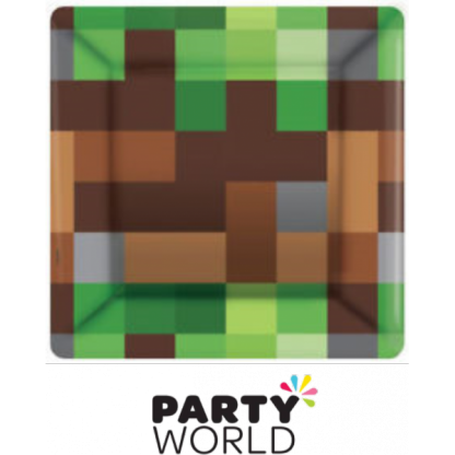TNT Party Minecraft Style Pixel Paper Plates 7in (8)