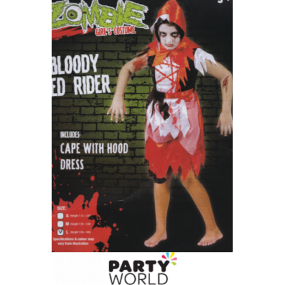 Zombie Bloody Red Rider Girl's Costume (130-140cm)