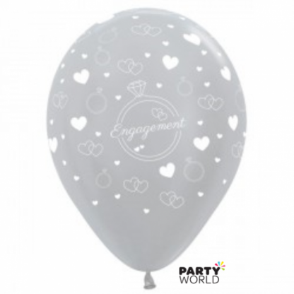 Satin Pearl Silver Engagement Latex Balloons(6)