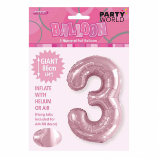 Giant Lovely Pink Foil Number Balloon - 3
