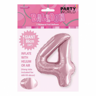 Giant Lovely Pink Foil Number Balloon - 4