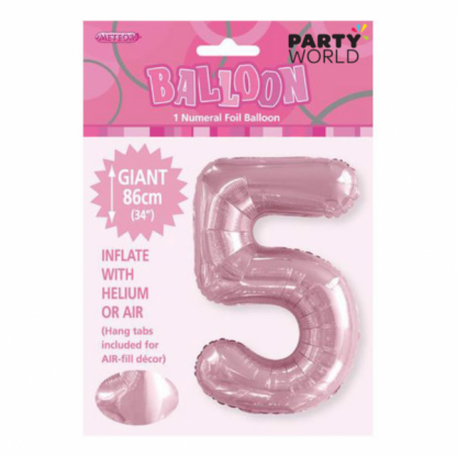 Giant Lovely Pink Foil Number Balloon - 5