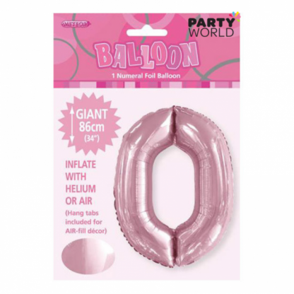 Giant Lovely Pink Foil Number Balloon - 0
