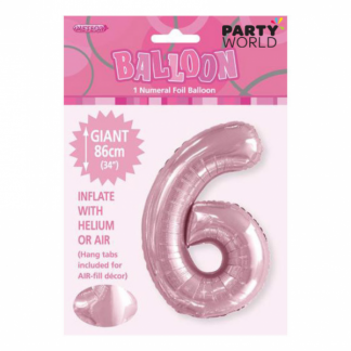 Giant Lovely Pink Foil Number Balloon - 6