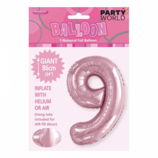 Giant Lovely Pink Foil Number Baloon - 9