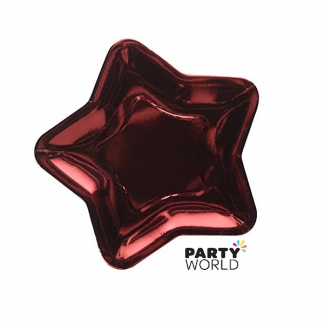 Star Shaped Foil Red Paper Plates (8)