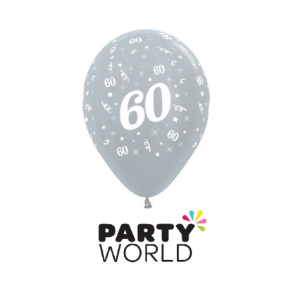 60 Metallic Silver Latex Balloons (6)