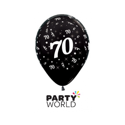 70 Metallic Black Latex Balloons (6)