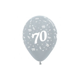 70 Metallic Silver Latex Balloons (6)