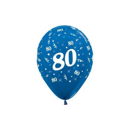 80 Metallic Blue Latex Balloons (6)