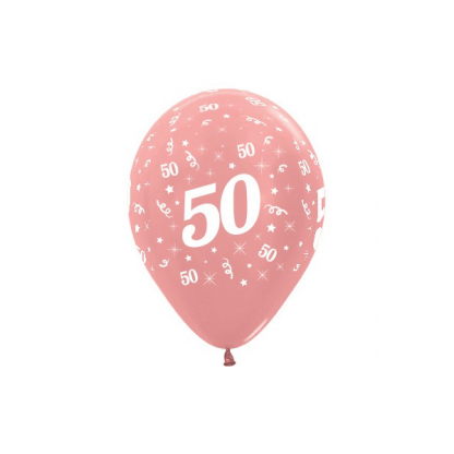 50 Metallic Pearl Rose Gold Latex Balloons (6)