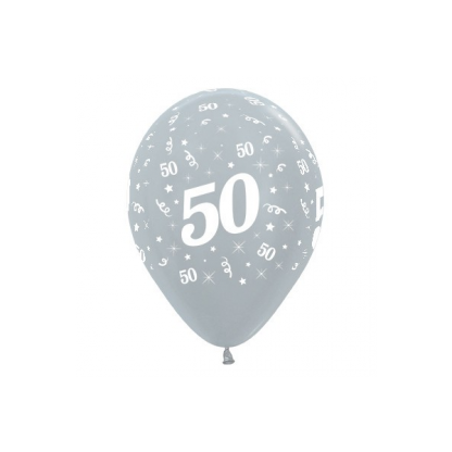 50 Metallic Silver Latex Balloons (6)