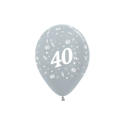 40 Metallic Silver Latex Balloons (6)
