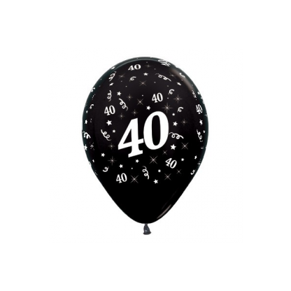 40 Metallic Black Latex Balloons (6)