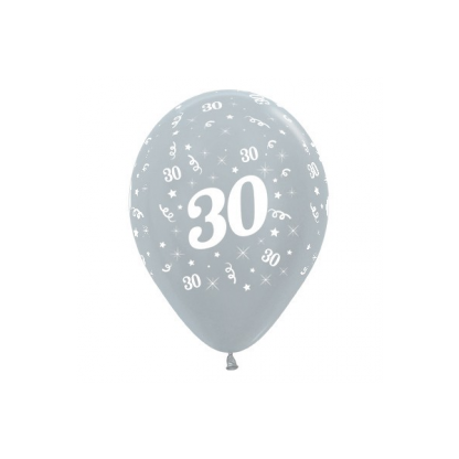 30 Metallic Silver Latex Balloons (6)