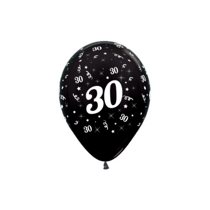 30 Metallic Black Latex Balloons (6)