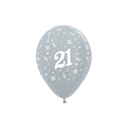 21 Metallic Silver Latex Balloons (6)