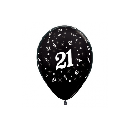 21 Metallic Black Latex Balloons (6)
