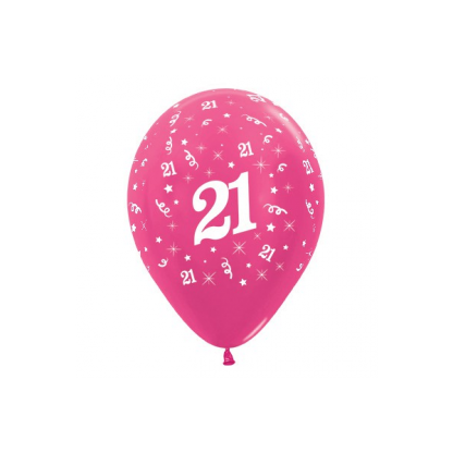 21 Metallic Fuchsia Latex Balloons (6)