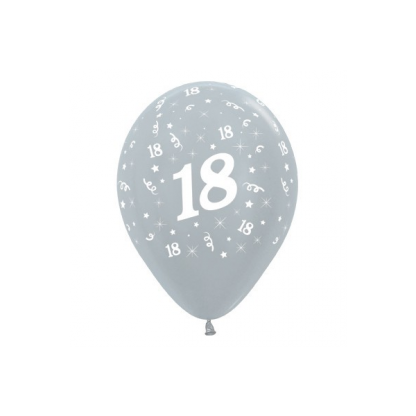 18th Metallic Silver Latex Balloons (6)