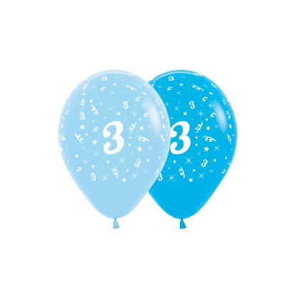 3rd Birthday Blue Asstd Latex Balloons (6)