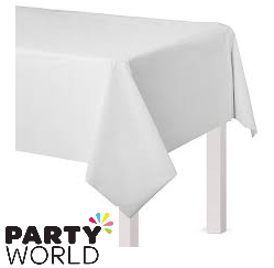 white plastic tablecover
