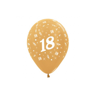 18th Metallic Gold Latex Balloons (6)