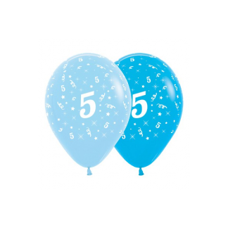 5th Birthday Blue Asstd Latex Balloons (6)