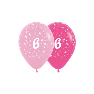 6th Birthday Pink Asstd Latex Balloons (6)