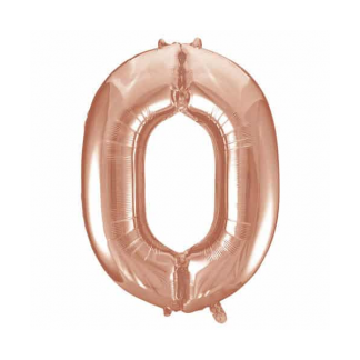 Mini Number 0 Rose Gold Foil Balloon 14in - Air fill only
