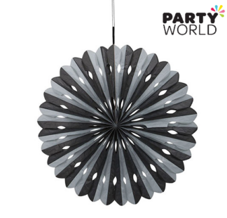 black and silver paper fan
